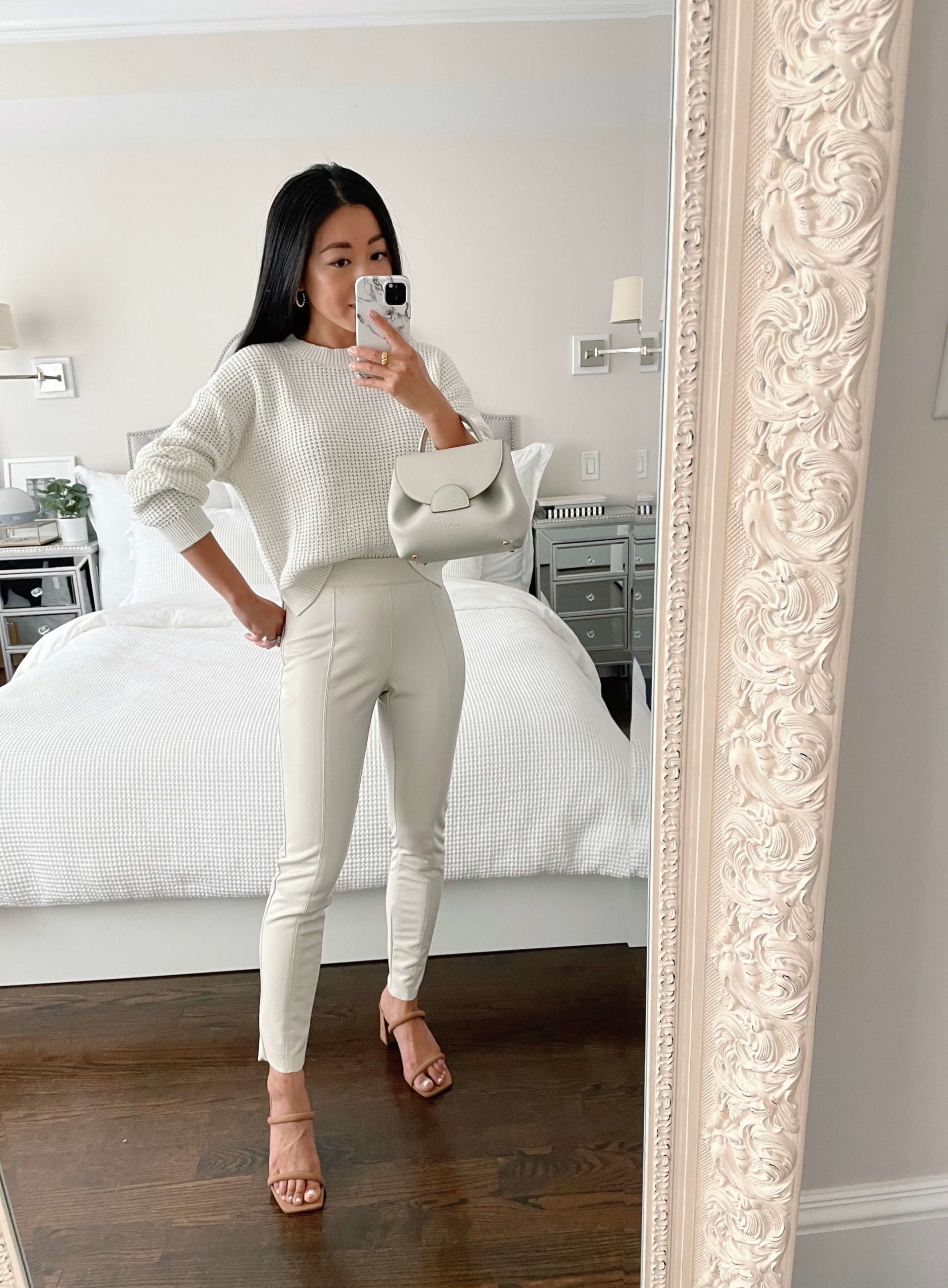 Waffle Sweater + Petite Faux Leather Pants Waffle Sweater + Petite Faux Leather Pants